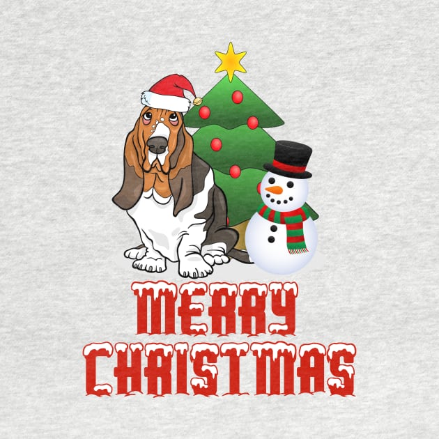 Merry Christmas Basset Hound Design by rs-designs